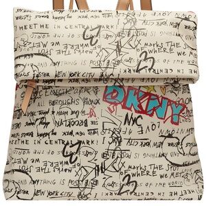 DKNY Tilly Cream Graffiti Backpack